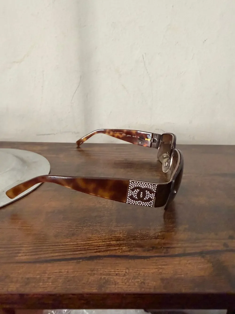 Chanel Vintage Y2K 4117-B Crystal CC Tortoise Rimless Sunglasses